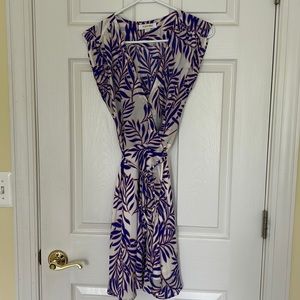 Yumi Kim Size Small - Royal Blue, Pink and White Palm Print Wrap Dress